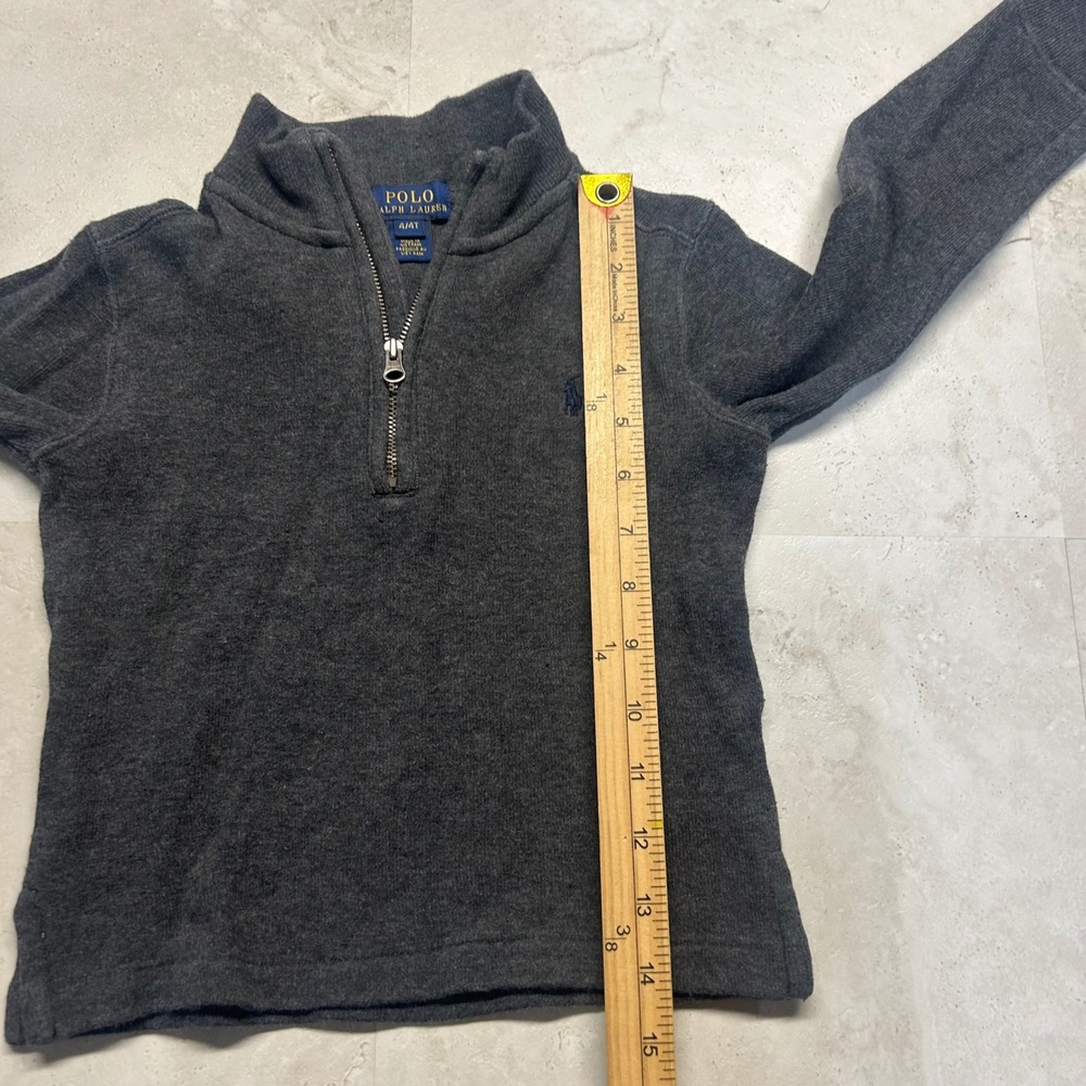 Polo Ralph Lauren Quarter Zip Sweater Grey Kids Size 4T Cotton Knit Pullover - Picture 5 of 7